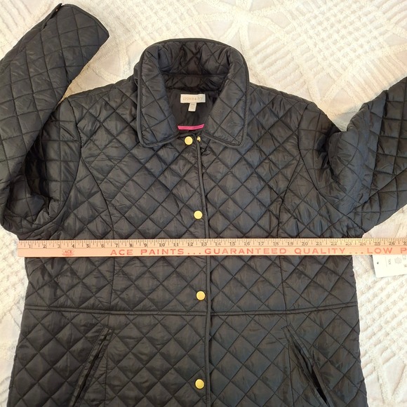 Crown & Ivy Womens Size XXL Quilted Barn Jacket True Black Gold Snap NWT - Picture 4 of 10